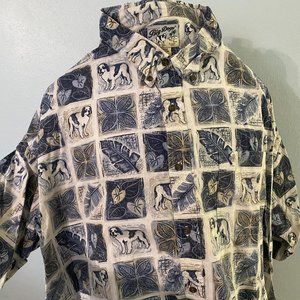 Vintage Big Dogs Blue Hawaiian Camp Shirt Sz 4XL